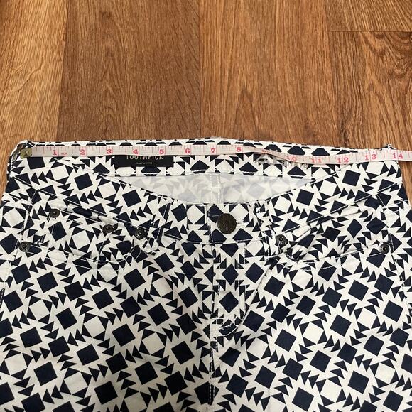 J.Crew Womens Toothpick Ankle Pant Size 25 Geometric Aztec Print Navy Blue White - Picture 8 of 10